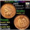 Image 1 : ***Auction Highlight*** 1903 Indian Cent 1c Graded GEM++ RD By USCG (fc)