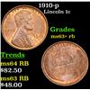 Image 1 : 1910-p Lincoln Cent 1c Grades Select+ Unc RB
