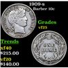 Image 1 : 1909-s Barber Dime 10c Grades vf+