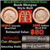 Image 1 : Mixed small cents 1c orig shotgun roll, 1912-d Wheat Cent, 1898 Indian Cent other end