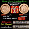 Image 1 : Mixed small cents 1c orig shotgun roll,1920-s Wheat Cent,1899 Indian Cent other end