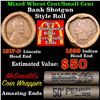 Image 1 : Mixed small cents 1c orig shotgun roll, 1917-d Wheat Cent, 1899 Indian Cent other end