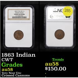 NGC 1863 Indian Civil War Token 1c Graded au58 By NGC