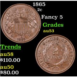 1865 Two Cent Piece 2c Grades Select AU