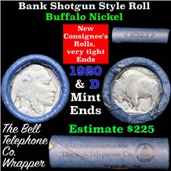 Buffalo Nickel Shotgun Roll in Old Bank Style Wrapper 1920 & d Mint Ends Grades