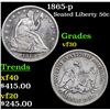 Image 1 : 1865-p Seated Half Dollar 50c Grades vf++
