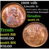 Image 1 : 1909 vdb Lincoln Cent 1c Grades GEM Unc RB