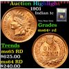 Image 1 : ***Auction Highlight*** 1901 Indian Cent 1c Graded Choice+ Unc RD By USCG (fc)