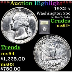 ***Auction Highlight*** 1932-s Washington Quarter 25c Graded Select+ Unc By USCG (fc)