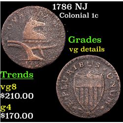 1786 NJ Colonial Cent 1c Grades vg details