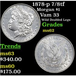 1878-p 7/8tf Morgan Dollar $1 Grades Select Unc