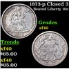 Image 1 : 1873-p Closed 3 Seated Liberty Dime 10c Grades xf