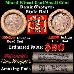 Mixed small cents 1c orig shotgun roll,1921-s Wheat Cent,1898 Indian Cent other end