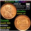 Image 1 : ***Auction Highlight*** 1916-d Lincoln Cent 1c Graded Choice+ Unc RD By USCG (fc)