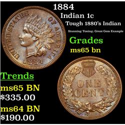 1884 Indian Cent 1c Grades GEM Unc BN