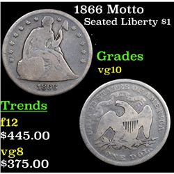 1866 Motto Seated Liberty Dollar $1 Grades vg+