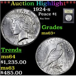 ***Auction Highlight*** 1924-s Peace Dollar $1 Graded Select+ Unc By USCG (fc)