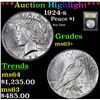 Image 1 : ***Auction Highlight*** 1924-s Peace Dollar $1 Graded Select+ Unc By USCG (fc)