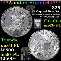 ***Auction Highlight*** 1826 Capped Bust Half Dollar 50c Graded Select Unc+ PL By USCG (fc)