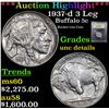 Image 1 : ***Auction Highlight*** 1937-d 3 Leg Buffalo Nickel 5c Graded Unc Details By USCG (fc)