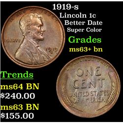 1919-s Lincoln Cent 1c Grades Select+ Unc BN