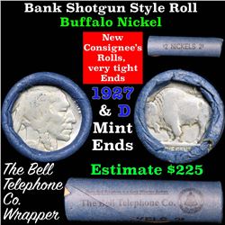 Buffalo Nickel Shotgun Roll in Old Bank Style Wrapper 1927& d Mint Ends Grades