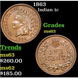 1863 Indian Cent 1c Grades Select Unc