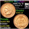 Image 1 : ***Auction Highlight*** 1886 Ty II Indian Cent 1c Graded GEM Unc RD By USCG (fc)