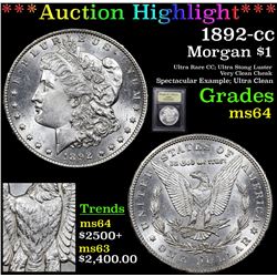 ***Auction Highlight*** 1892-cc Morgan Dollar $1 Graded Choice Unc By USCG (fc)