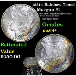 1881-s Rainbow Toned Morgan Dollar $1 Grades Choice+ Unc