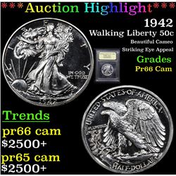 ***Auction Highlight*** 1942 Walking Liberty Half Dollar 50c Graded GEM+ Proof Cameo By USCG (fc)