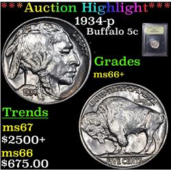 ***Auction Highlight*** 1934-p Buffalo Nickel 5c Graded GEM++ Unc By USCG (fc)