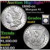 Image 1 : ***Auction Highlight*** 1890-cc Morgan Dollar $1 Graded Select Unc By USCG (fc)