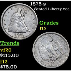 1875-s Seated Liberty Quarter 25c Grades f+