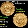 Image 1 : 1851-p Gold Liberty Quarter Eagle $2 1/2 Grades Unc Details