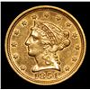 Image 2 : 1851-p Gold Liberty Quarter Eagle $2 1/2 Grades Unc Details
