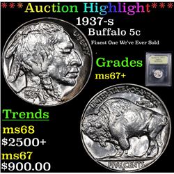 ***Auction Highlight*** 1937-s Buffalo Nickel 5c Graded Gem++ Unc By USCG (fc)