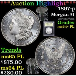 ***Auction Highlight*** 1897-p Morgan Dollar $1 Graded Choice Unc+ PL By USCG (fc)