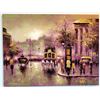 Image 1 : Original Painting on Canvas - Street Scene with Horse-Drawn Carriages