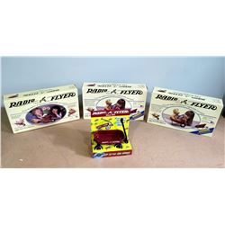 Qty 3 Radio Flyer Little Red Wheelbarrow Model 4 & Radio Flyer Model Red Wagon