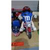 Image 3 : Qty 3 Collectible M&M Figures - 2 Golfing & One on Motorcycle w/ Sidecar