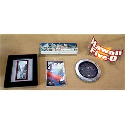 Qty 5 Misc Hollywood Collectibles - James Dean, Starman, Hawaii Five-0