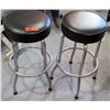 Image 1 : Qty 2 Round Black Vinyl Stools w/ Metal Frame