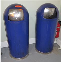Qty 2 Metal Domed Commercial Garbage Cans