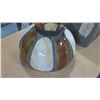 Image 4 : Qty 7 New Sears Hanging Pendant Lamp, Brown & White Stained Glass