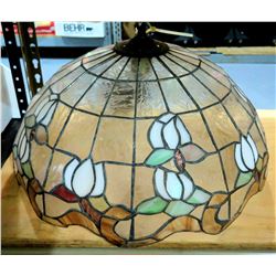 Vintage Tiffany Style Hanging Stained Glass Lamp, Floral Design