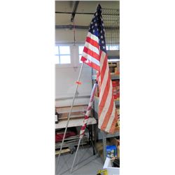 Qty 2 American USA Flags on Poles
