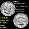 Image 1 : 1949-d Franklin Half Dollar 50c Grades Choice AU/BU Slider FBL