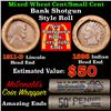 Image 1 : Mixed small cents 1c orig shotgun roll, 1911-d Wheat Cent, 1898 Indian Cent other end