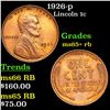 Image 1 : 1926-p Lincoln Cent 1c Grades Gem+ Unc RB